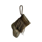 Handmade Mini Stocking from Antique Textiles - Antiqued Blue and Bronze Fortuny Ornament B. Viz Design A