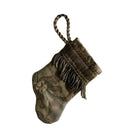 Handmade Mini Stocking from Antique Textiles - Antiqued Blue and Bronze Fortuny Ornament B. Viz Design D