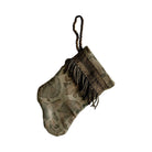 Handmade Mini Stocking from Antique Textiles - Antiqued Blue and Bronze Fortuny Ornament B. Viz Design H