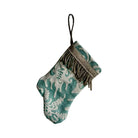 Handmade Mini Stocking from Antique Textiles - Aqua and White Fortuny Ornament B. Viz Design B