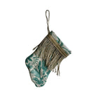 Handmade Mini Stocking from Antique Textiles - Aqua and White Fortuny Ornament B. Viz Design F