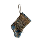 Handmade Mini Stocking from Antique Textiles - Blue and Bronze Fortuny Ornament B. Viz Design B