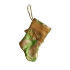 Handmade Mini Stocking from Antique Textiles - Bronzed Gold and Green Fortuny Ornament B. Viz Design B
