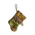 Handmade Mini Stocking from Antique Textiles - Bronzed Gold and Green Fortuny Ornament B. Viz Design D