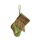 Handmade Mini Stocking from Antique Textiles - Bronzed Gold and Green Fortuny Ornament B. Viz Design G