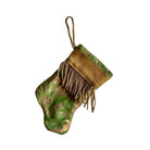 Handmade Mini Stocking from Antique Textiles - Bronzed Gold and Green Fortuny Ornament B. Viz Design I