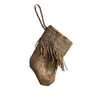 Handmade Mini Stocking from Antique Textiles - Bronzed Gold and Metallic Fortuny Ornament B. Viz Design B