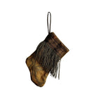 Handmade Mini Stocking from Antique Textiles - Desert Tan with Bronze Fortuny Ornament B. Viz Design F