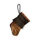 Handmade Mini Stocking from Antique Textiles - Orange and Bronzed Silver Fortuny Ornament B. Viz Design F