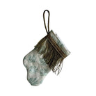 Handmade Mini Stocking from Antique Textiles - Paled Turquoise and White Fortuny Ornament B. Viz Design C