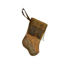 Handmade Mini Stocking Made From Vintage Fabric and Trims- Bronze Blush Ornament B. Viz Design B