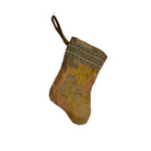 Handmade Mini Stocking Made From Vintage Fabric and Trims- Bronze Blush Ornament B. Viz Design D