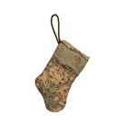 Handmade Mini Stocking Made From Vintage Fabric and Trims- Bronze Silver Metallic Ornament B. Viz Design B