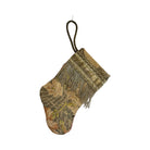 Handmade Mini Stocking Made From Vintage Fabric and Trims- Bronze Silver Metallic Ornament B. Viz Design D