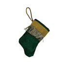 Handmade Mini Stocking Made From Vintage Fabric and Trims- Emerald Green Ornament B. Viz Design L
