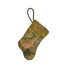 Handmade Mini Stocking Made From Vintage Fabric and Trims- Green and Gold Ornament B. Viz Design A