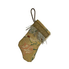 Handmade Mini Stocking Made From Vintage Fabric and Trims- Green and Gold Ornament B. Viz Design F