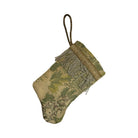 Handmade Mini Stocking Made From Vintage Fabric and Trims- Green and Gold Ornament B. Viz Design I