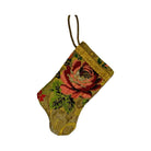 Handmade Mini Stocking Made From Vintage Fabric - Gold Rose Ornament B. Viz Design C