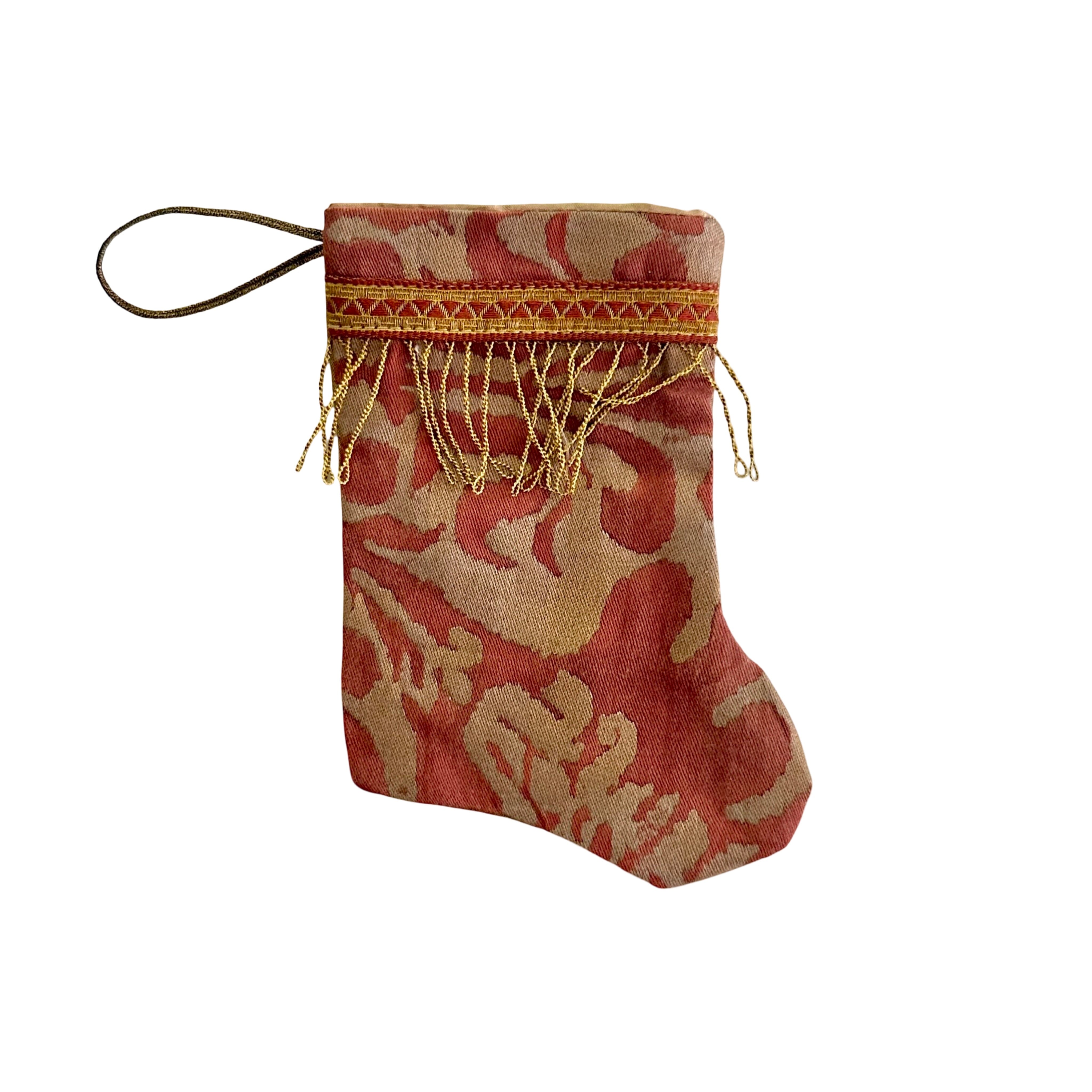 Handmade Mini Stocking Ornament from Antique and Vintage Textiles Ornament B. Viz Design C