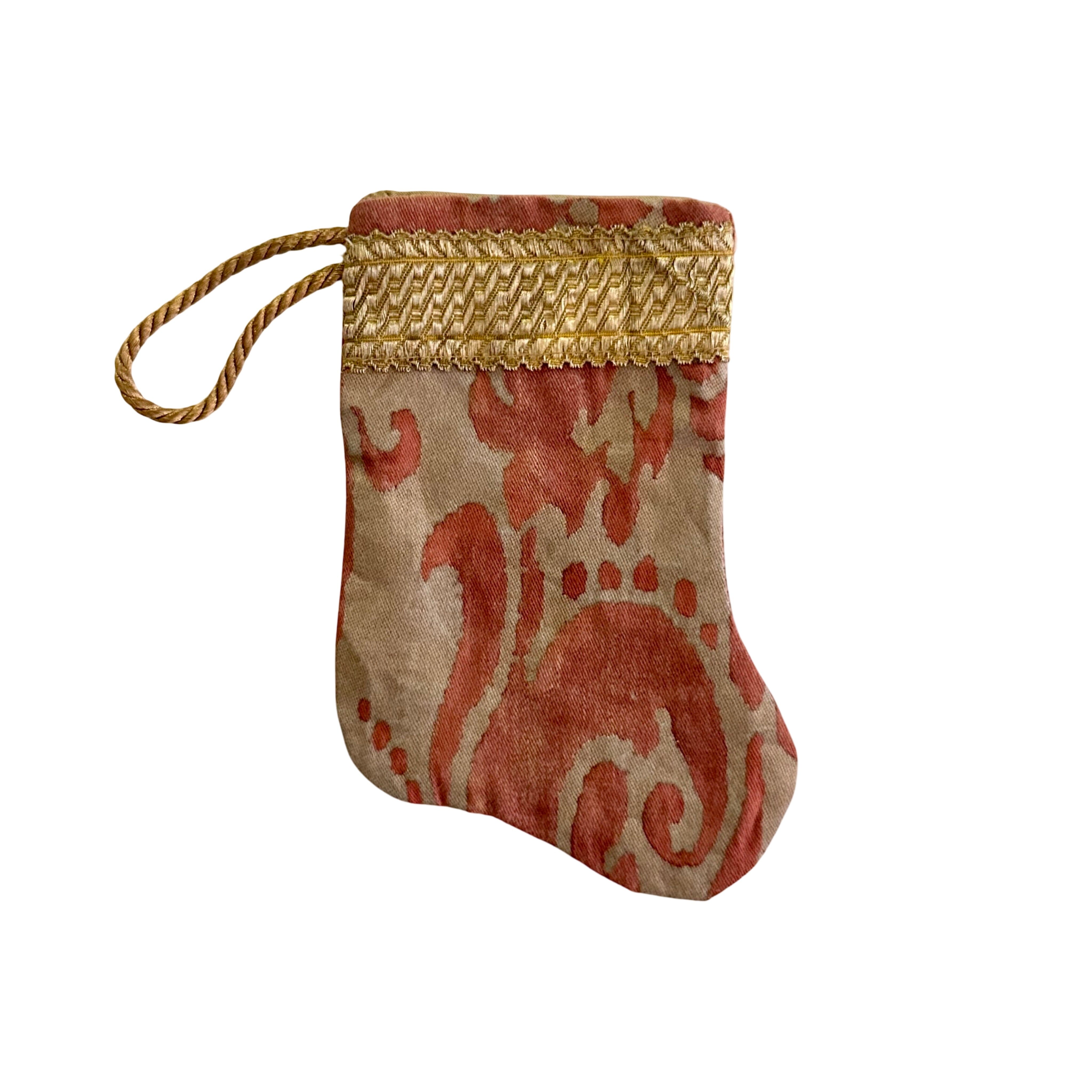 Handmade Mini Stocking Ornament from Antique and Vintage Textiles Ornament B. Viz Design D