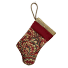 Handmade Mini Stocking Ornament from Antique & Vintage Textiles | Metallic Feather Ornament B. Viz Design A