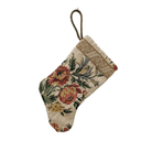 Handmade Mini Stocking Ornament from Antique & Vintage Textiles, Trims | Cream Rose Embroidery Ornament B. Viz Design A