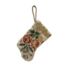 Handmade Mini Stocking Ornament from Antique & Vintage Textiles, Trims | Cream Rose Embroidery Ornament B. Viz Design B