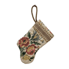 Handmade Mini Stocking Ornament from Antique & Vintage Textiles, Trims | Cream Rose Embroidery Ornament B. Viz Design C