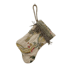 Handmade Mini Stocking Ornament from Antique & Vintage Textiles, Trims | Cream Rose Embroidery Ornament B. Viz Design E
