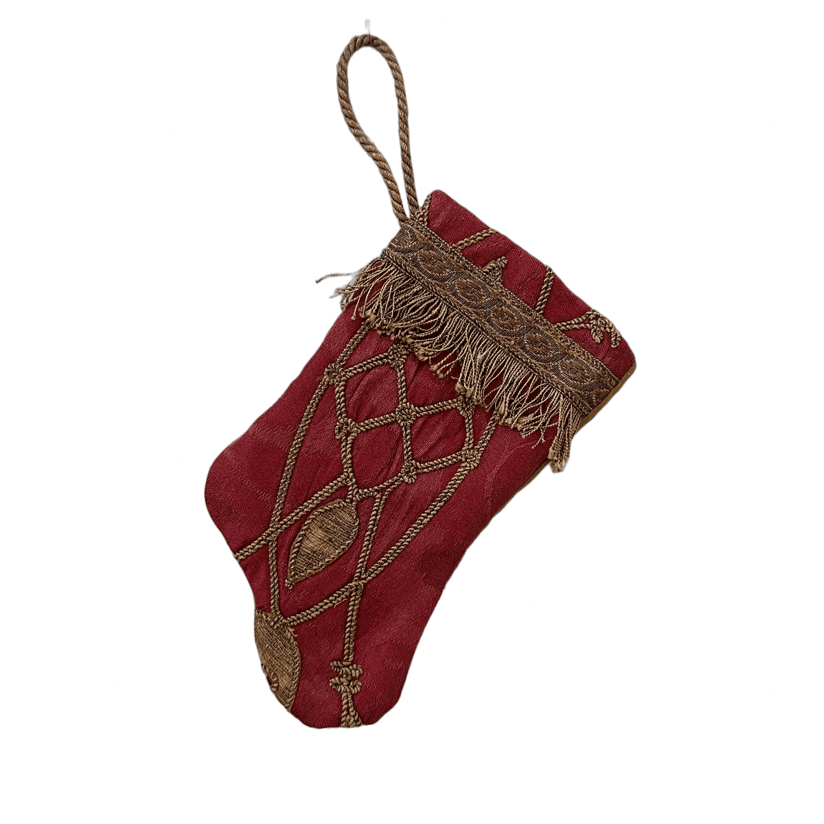 Handmade Mini Stocking Ornament from Antique & Vintage Textiles, Trims Ornament B. Viz Design B