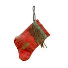 Handmade Mini Stocking Ornament from Antique & Vintage Textiles, Trims - Red and Gold Ornament B. Viz Design A