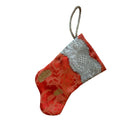 Handmade Mini Stocking Ornament from Antique & Vintage Textiles, Trims - Red and Gold Ornament B. Viz Design M