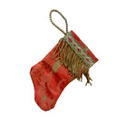 Handmade Mini Stocking Ornament from Antique & Vintage Textiles, Trims - Red and Gold Ornament B. Viz Design N