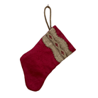 Handmade Mini Stocking Ornament from Antique & Vintage Textiles, Trims | Red Silk Ornament B. Viz Design C