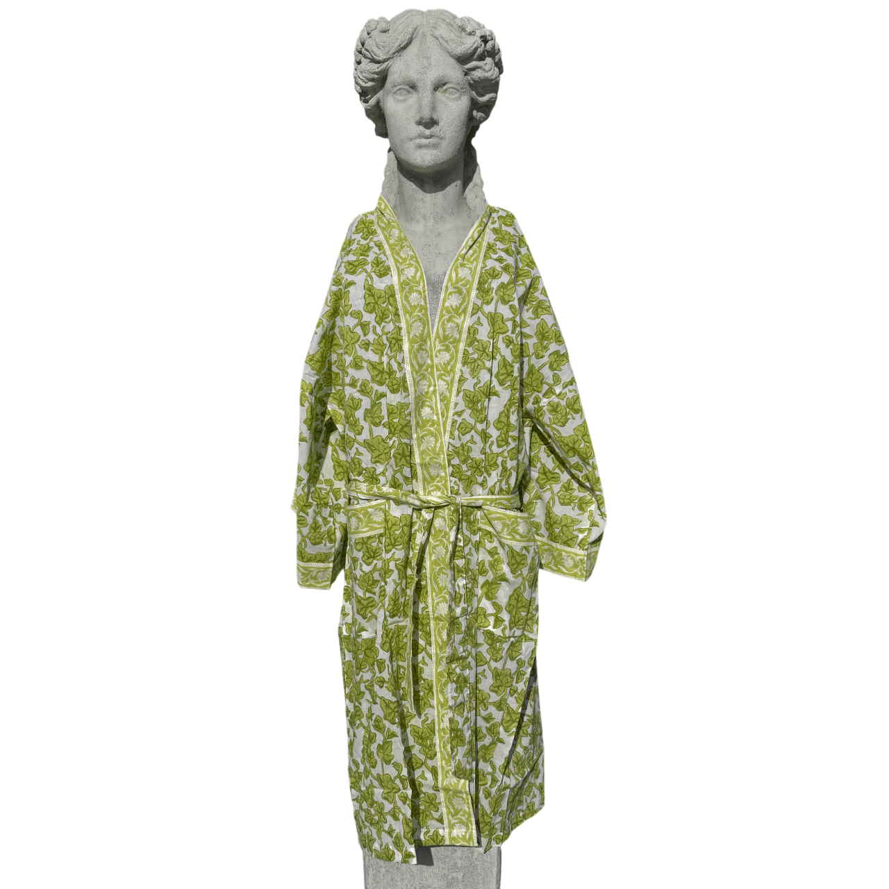 Ivy Block Print Kimono Robe Robe Pacific & Rose Textiles