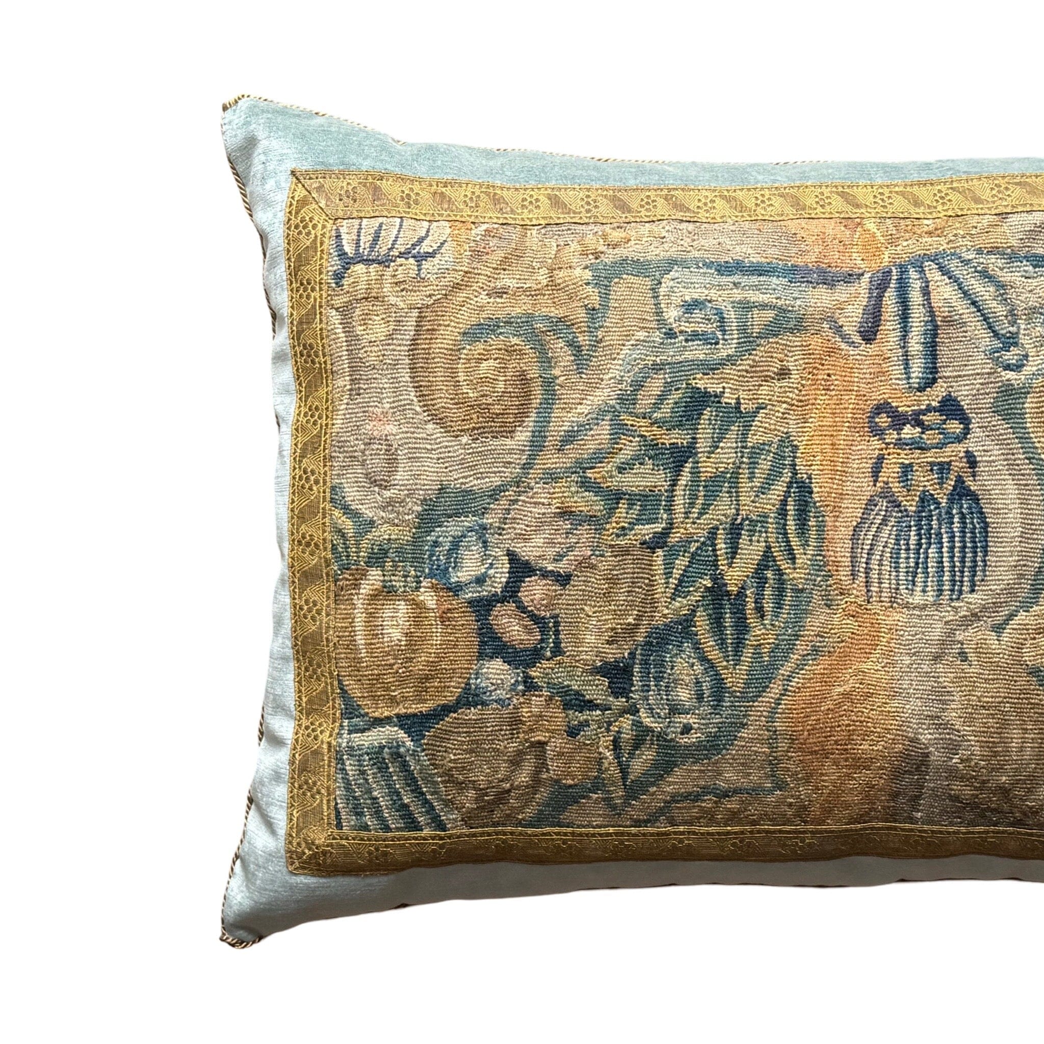 Late 17th C Flemish Tapestry Fragment (#T092824 | 21 x 33") New Pillows B. Viz Design