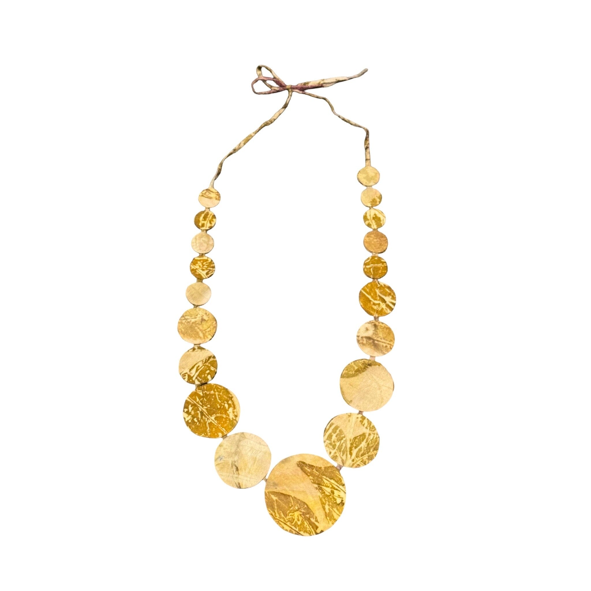 Leaf Dyed Silk Disc-shaped Graduated Medallion Necklace Necklace ClayCut Laos