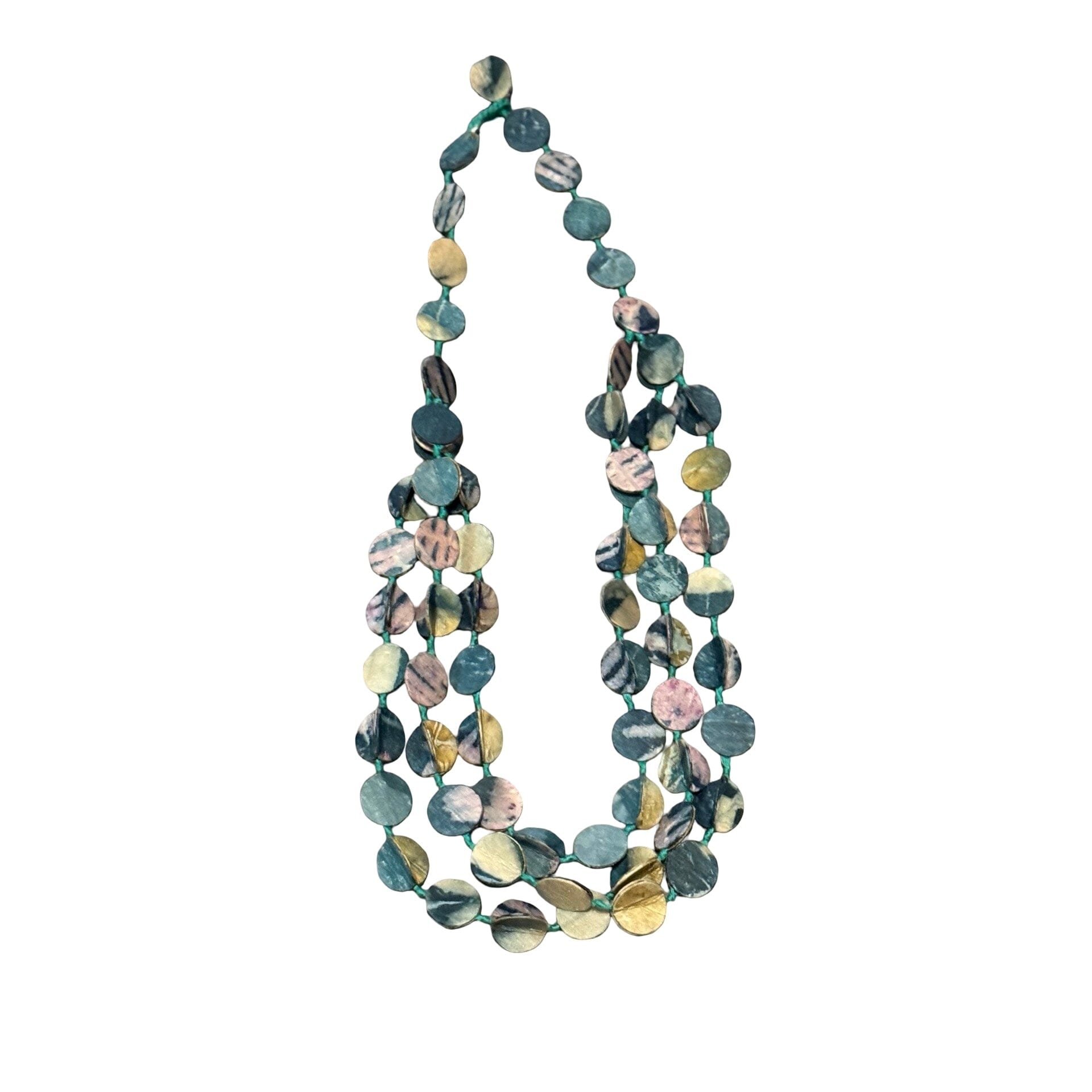 Leaf Dyed Silk Disc-shaped Layered Medallion Necklace Necklace Phriamom Cambodia B