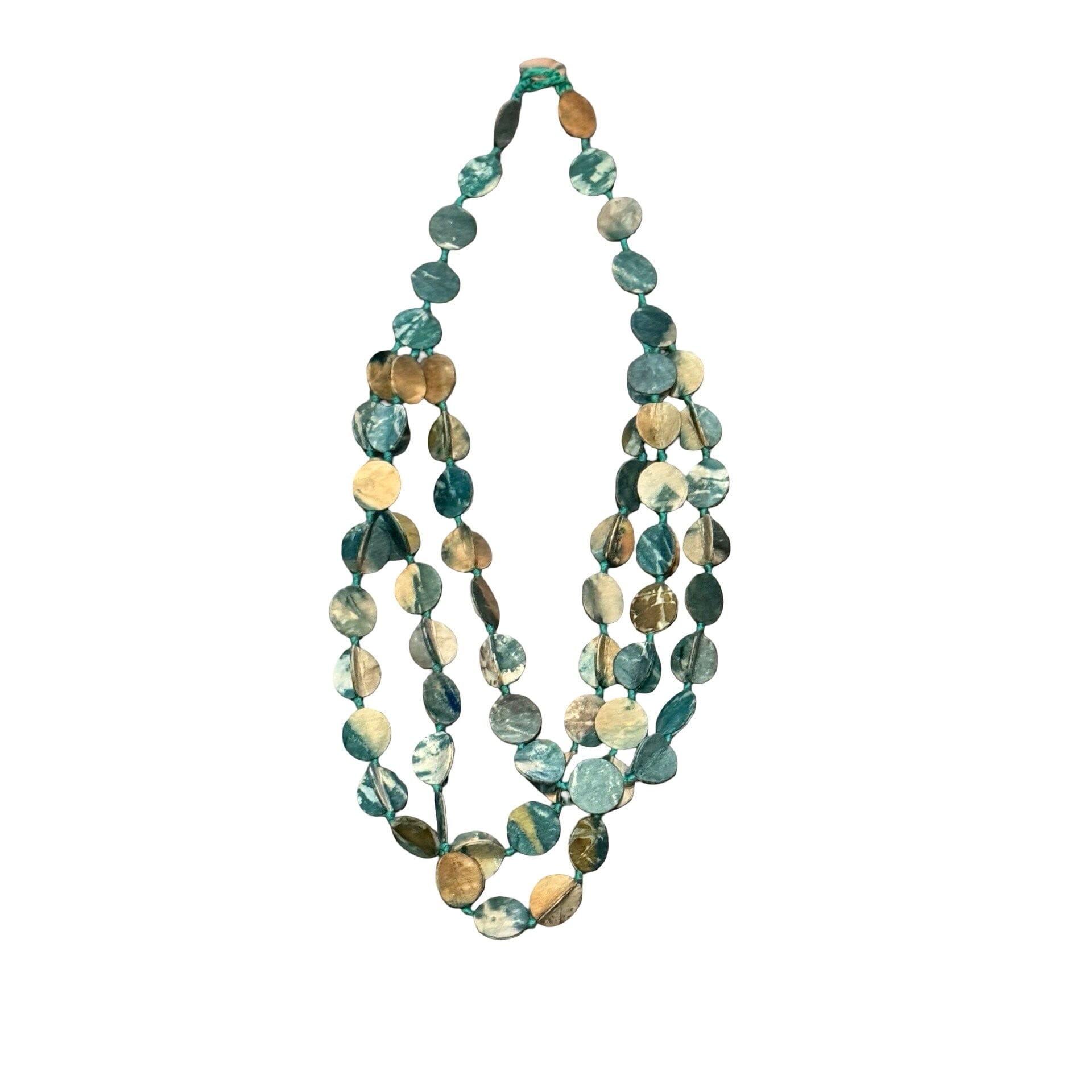 Leaf Dyed Silk Disc-shaped Layered Medallion Necklace Necklace Phriamom Cambodia D