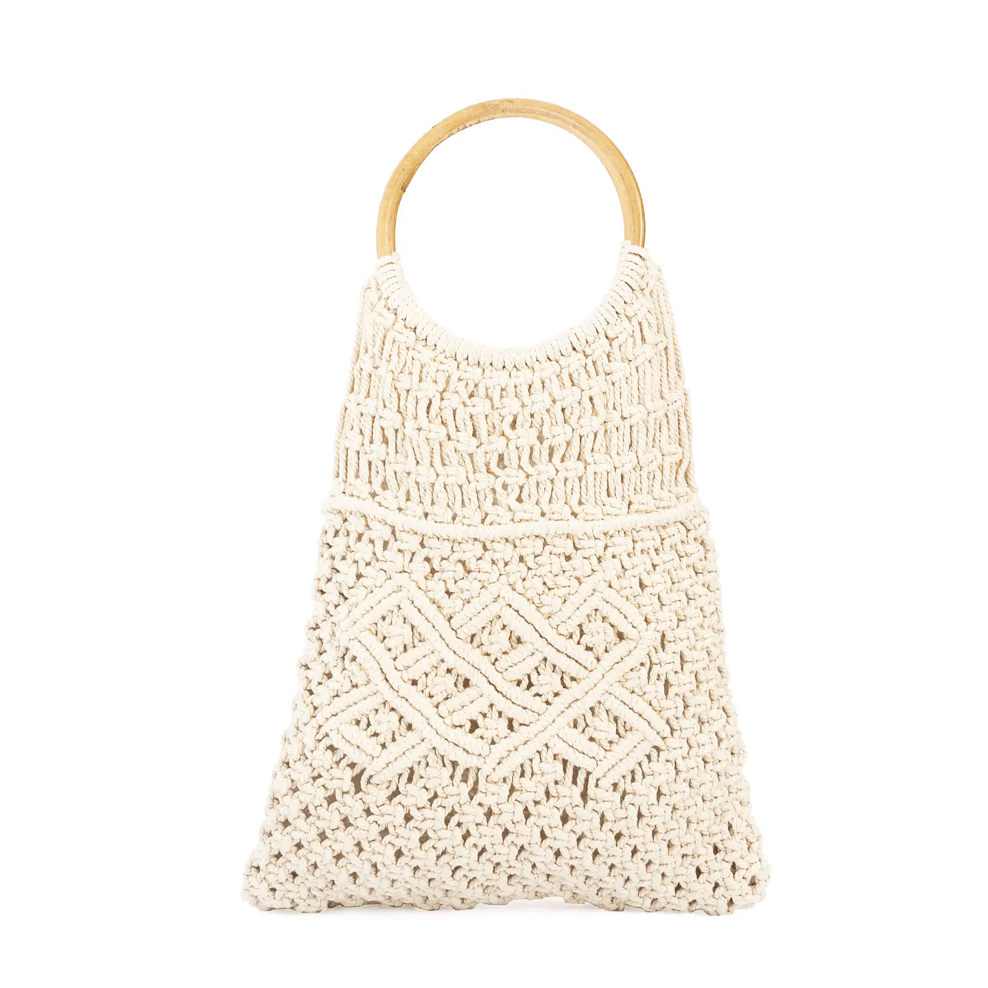 Macrame Knitted Top Handle Bag Tote The Artisan and Company