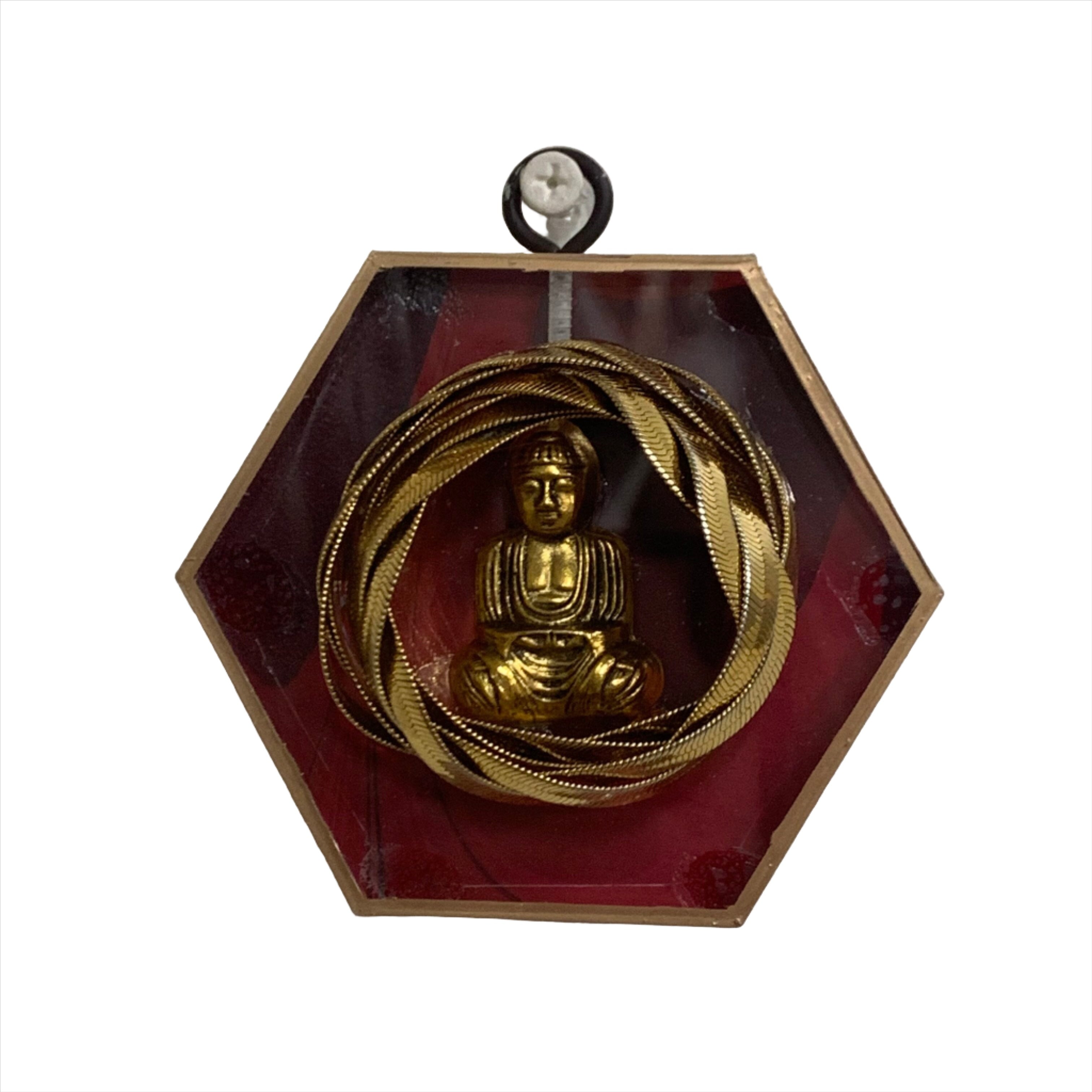 Marbled Paper backed Acrylic Frame with Buddha/Slight Imperfections | 4" Wide x 1 Objet d'Art Museum Bees