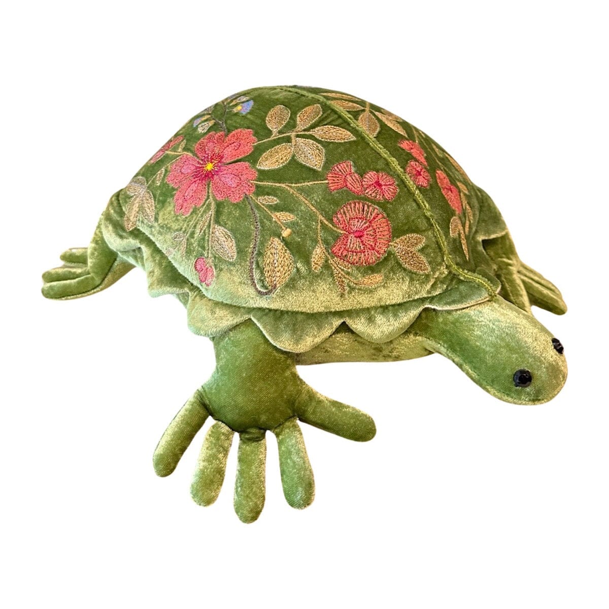 MEGAN Emerald Medium Turtle on Silk Velvet Objet d'Art Anke Drechsel 