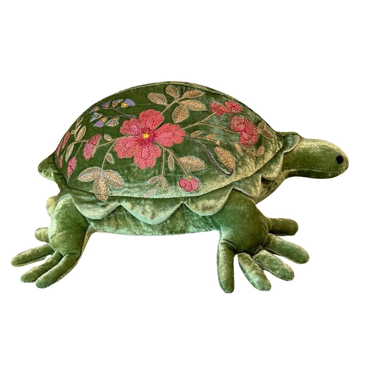 MEGAN Emerald Medium Turtle on Silk Velvet Objet d'Art Anke Drechsel 