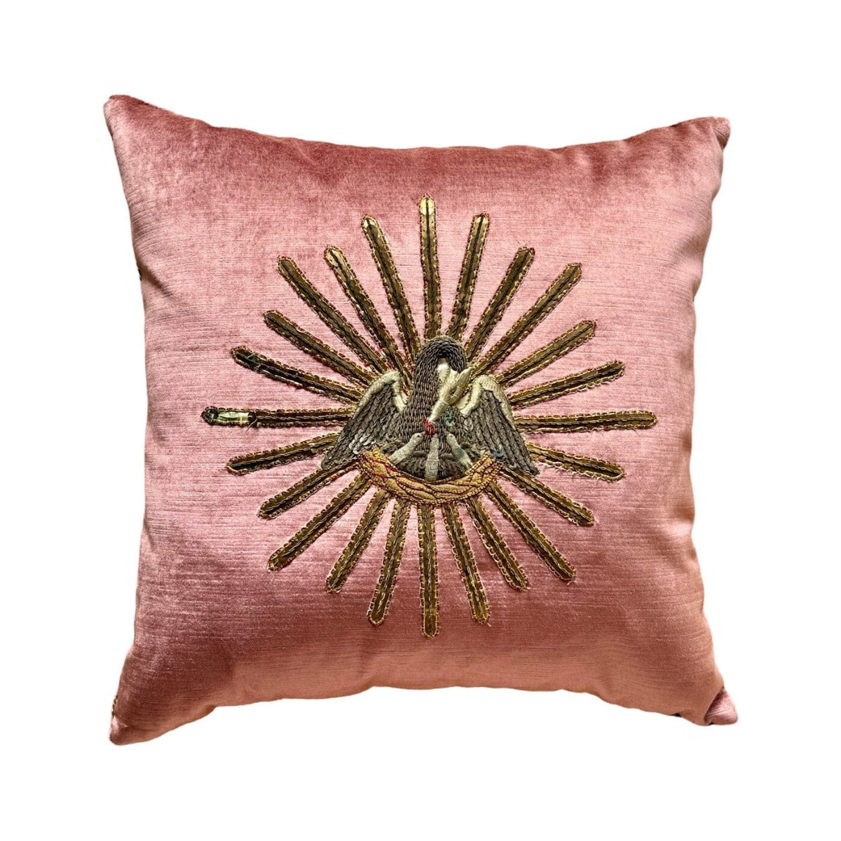 Mid 19th C. Ecclesiastic Metallic Silver and Gold Embroidery (#A040424 | 19x 19") New Pillows B. Viz Design