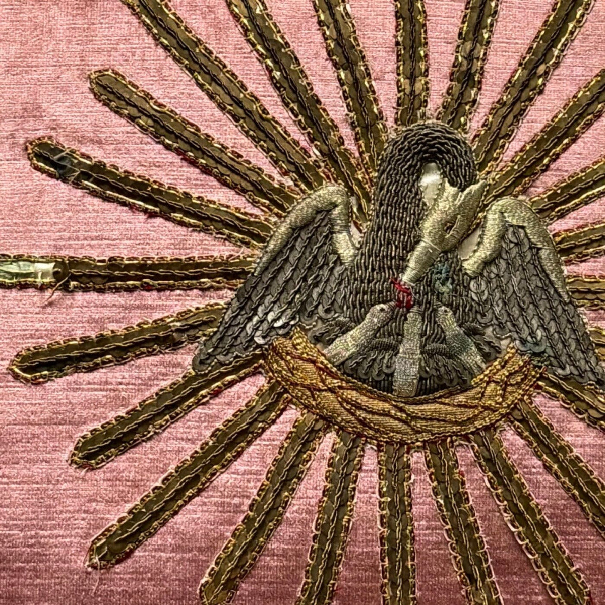 Mid 19th C. Ecclesiastic Metallic Silver and Gold Embroidery (#A040424 | 19x 19") New Pillows B. Viz Design