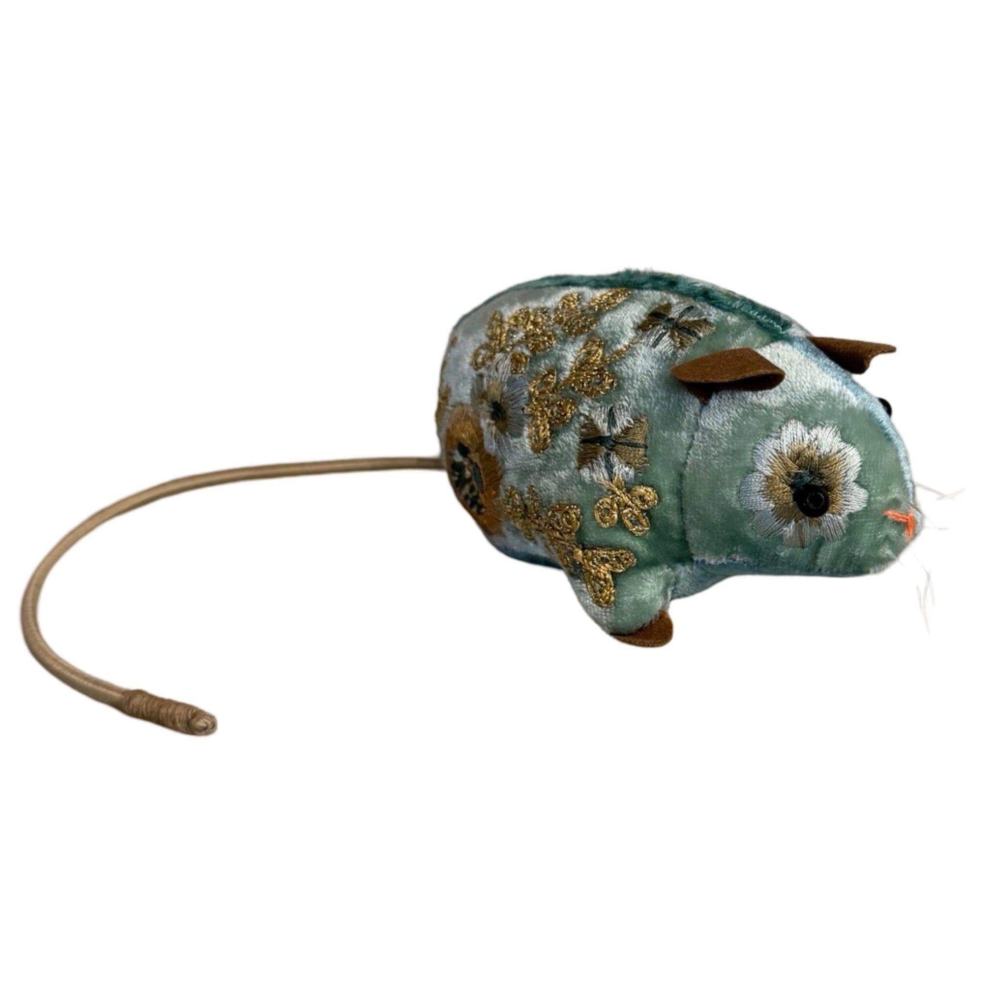 MIRANDA Hand Embroidered Silk Velvet Shaded Lagoon Mouse Objet d'Art Anke Drechsel