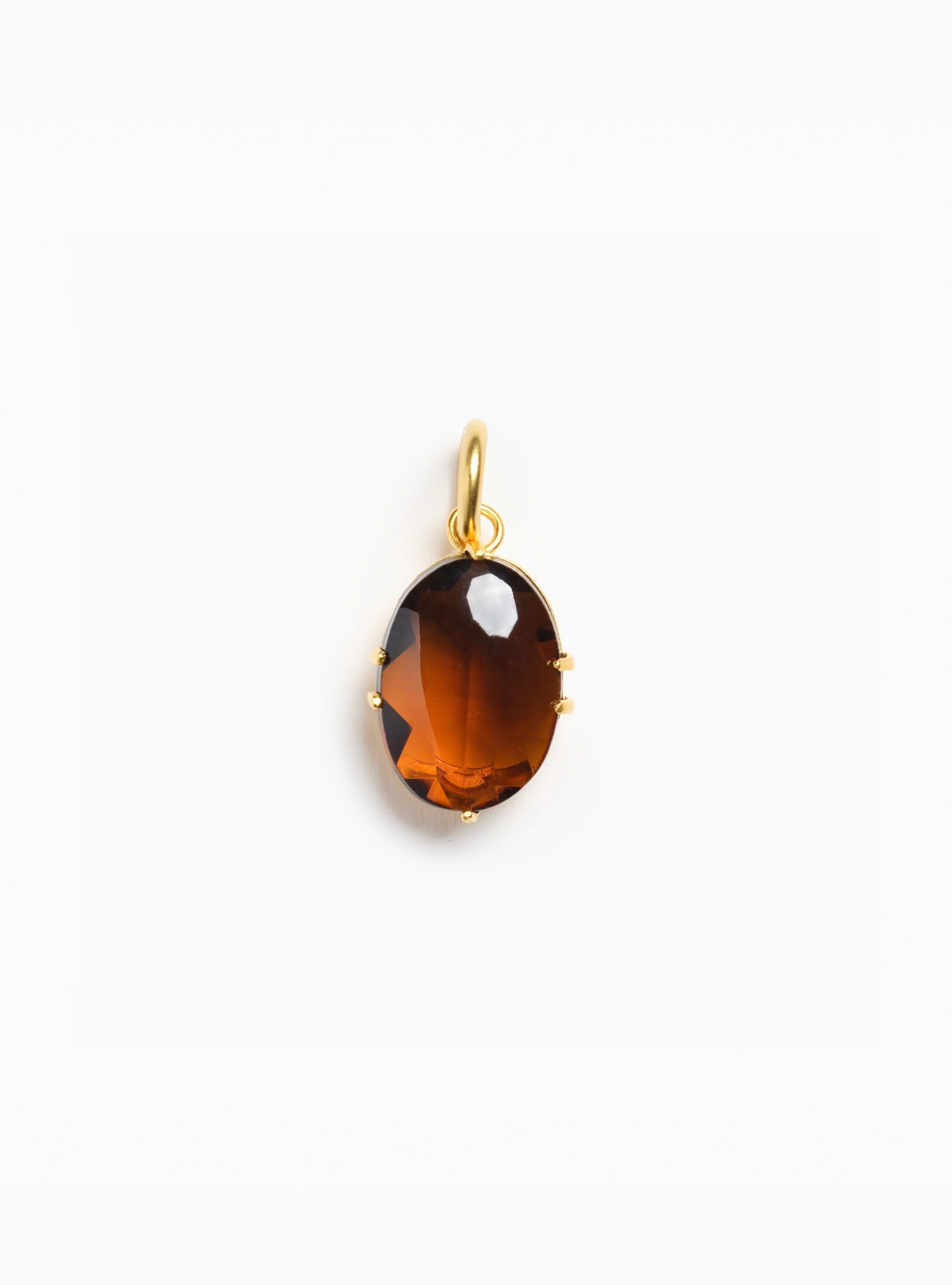Oval Glass Stone, Dark Amber Charm Fallen Aristocrat