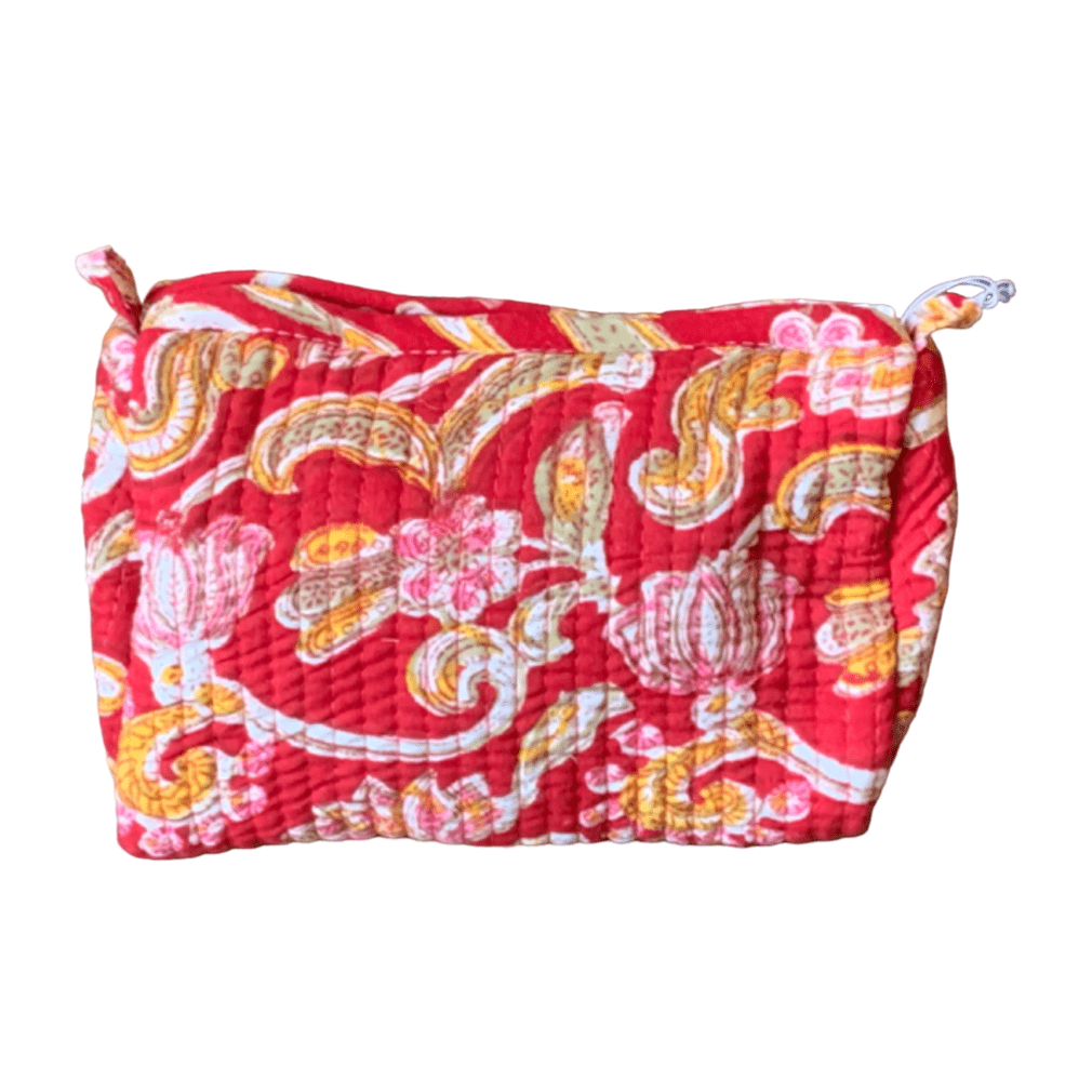 Quilted Block Print Toiletry Bag | 5 x 3 x 3 Bag KKhandicrafts75 A