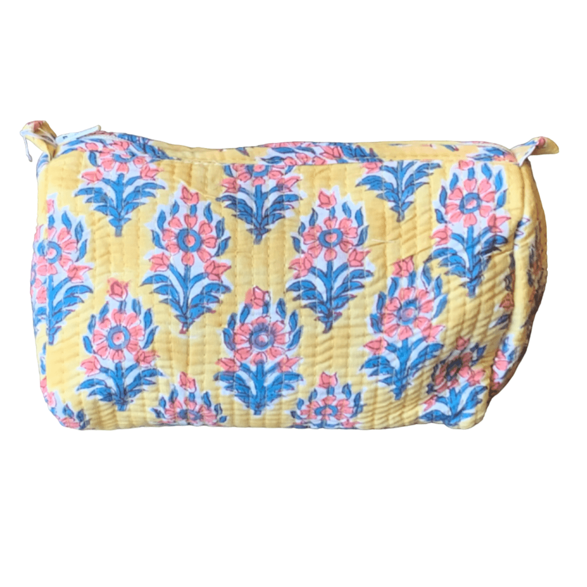 Quilted Block Print Toiletry Bag | 5 x 3 x 3 Bag KKhandicrafts75 D